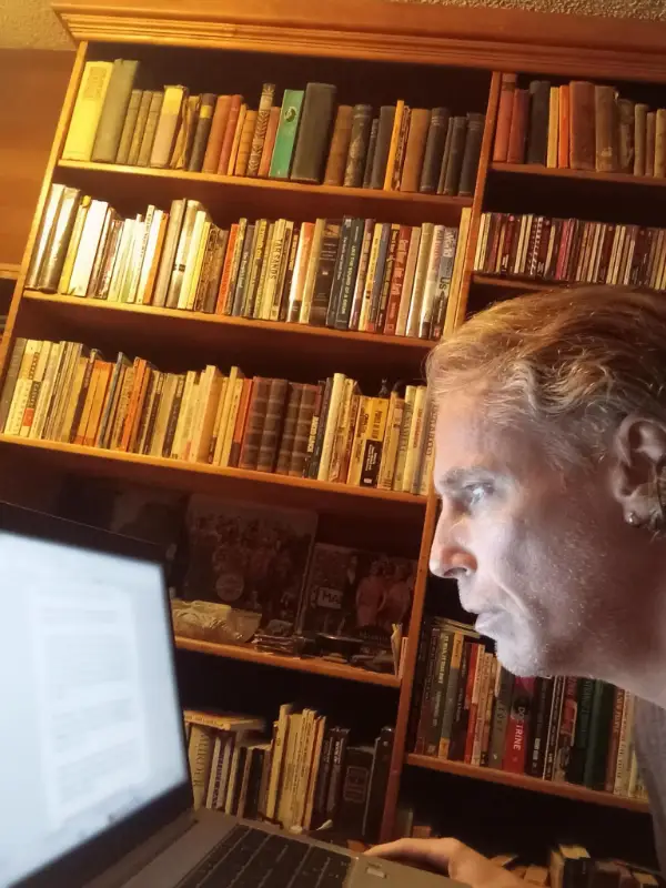 Me (Macdonald), writing at my desk